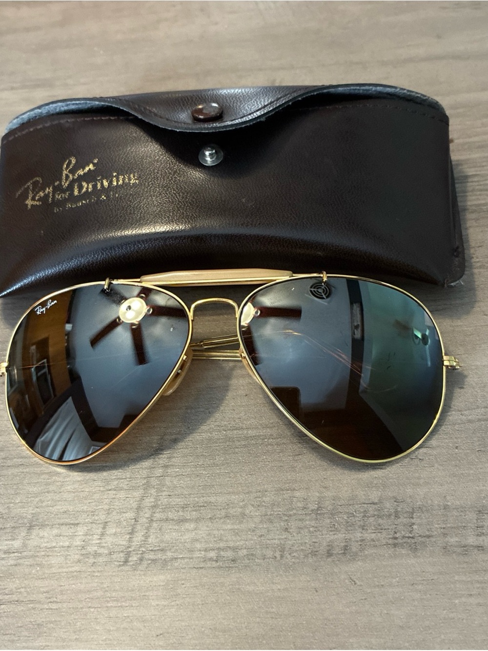 B&L RAY-BAN OUTDOORSMAN AVIATOR SUNGLASSES 58-14 teardrop cable gold lomb 98692